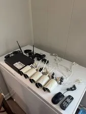 OOSSXX Security System 5 Cameras NVR Mouse and Remote Included Used