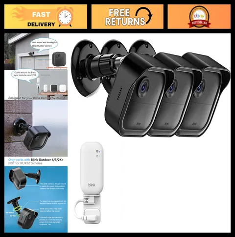 3-Pack Outdoor Camera Mounts with Sync Module - Compatible with 4K/2K Models