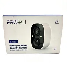 2 Pack Battery Wireless Home Security Camera w/ Smart Ai Event Detection Prowli