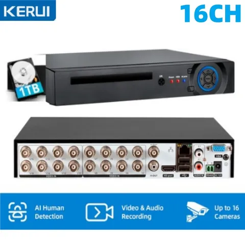 KERUI 16CH/ 8CH/ 4CH HD 5IN1 1080P DVR Video Recorder for CCTV Camera System