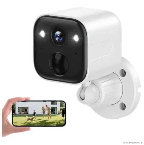 Wireless Security Camera 2K Battery Powered WiFi Outdoor Color Night Vision AI