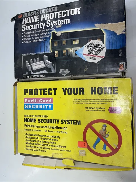 2 Vintage DIY Wireless Home Alarm Security System Black & Decker