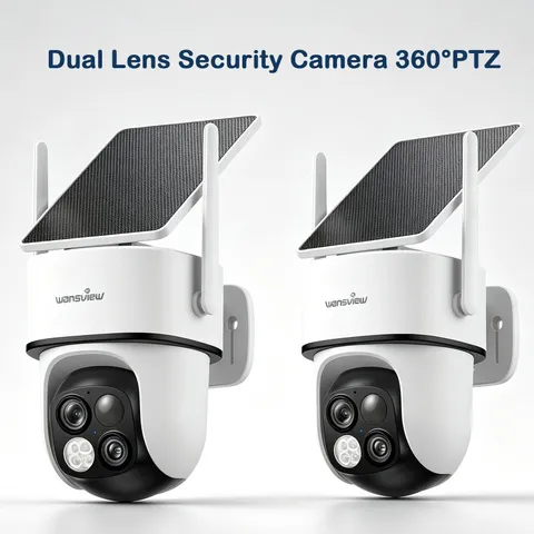 Wansview 2K Dual Camera Solar Security Camera Outdoor Wireless 360°Surveillance