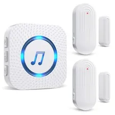Door Chime,SanJie Wireless Sensor 2 Sensors + 1 Receiver White, White 