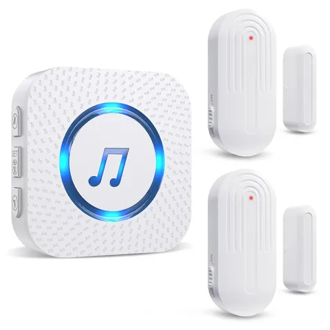 Door Chime,SanJie Wireless Sensor 2 Sensors + 1 Receiver White, White 