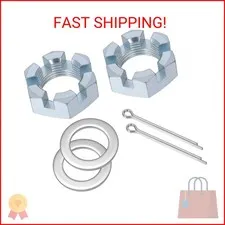 2 Set Trailer Axle Nut Kit Castle Nut Kit for 1" Shaft Spindle, Includes 1" Shaf