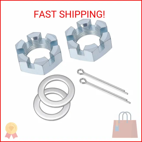 2 Set Trailer Axle Nut Kit Castle Nut Kit for 1" Shaft Spindle, Includes 1" Shaf