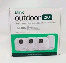 NEW 3 PACK Blink Outdoor 2K+ Wireless Security WHITE CAMERAS W/ SYNC CORE MODULE