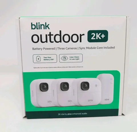 NEW 3 PACK Blink Outdoor 2K+ Wireless Security WHITE CAMERAS W/ SYNC CORE MODULE