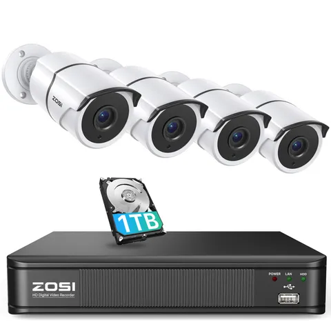 ZOSI H.265 8CH DVR Home Security Camera CCTV System Outdoor IP66  Audio 1TB HDD