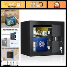 Small Safe Box - Key Lock Steel Security Safe for Home/Office/Hotel, 0.23 Cu Ft,