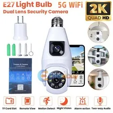 Cámara Inalámbrica Doméstica Con Doble Lente 2K 5G PTZ Bulb Audio Smart Camera