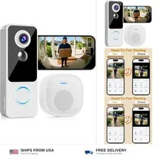 Doorbell Camera Wireless,2K FHD Head-to-Toe Video, no Subscription,Two-Way Ta...