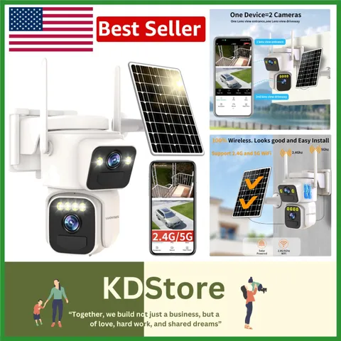 Solar-Powered Wireless Security Camera with 2K HD, Night Vision & 360° Coverage