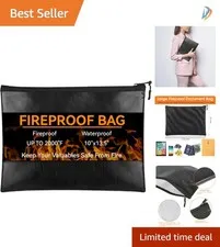 Secure and Stylish Fireproof Bag 10''x13.5'' for Passports & Important Papers