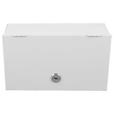 Weatherproof Lock Box White Metal Outdoor Electrical Outlet Protective Enclosure