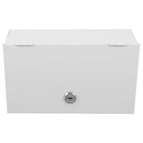 Weatherproof Lock Box White Metal Outdoor Electrical Outlet Protective Enclosure
