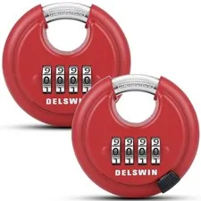 DELSWIN Outdoor Combination Padlock - 4 Digit Heavy Duty Disc Lock with Hardened