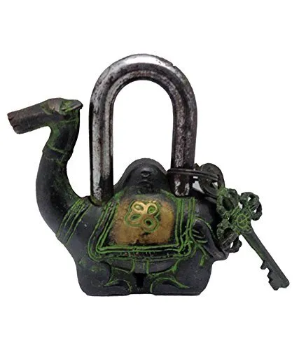 Handmade Vintage Style Rare Camel Design Functional Brass Padlock With 2 Keys