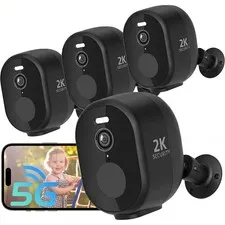 4Pack Security Cameras Wireless Outdoor,2K Battery Powered 2.4G/5G Security C...