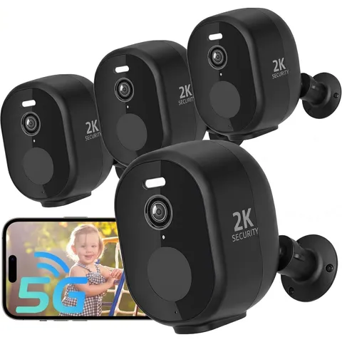 4Pack Security Cameras Wireless Outdoor,2K Battery Powered 2.4G/5G Security C...