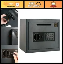 Electronic Safe Deposit Box - Digital Keypad Drop Safe with 2 Manual Override Ke
