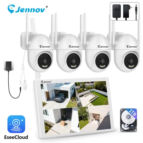 JENNOV Outdoor Wifi PTZ Security Camera System 24/7 Recording 1TB 5MP 10CH NVR