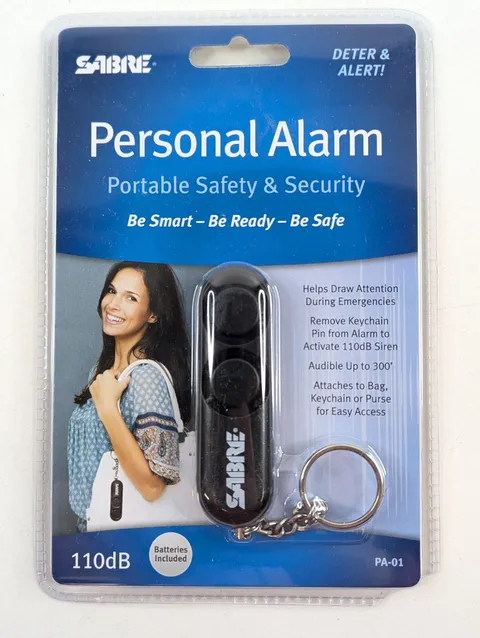 Sabre Personal Safety Alarm Siren w Key Ring PA-01 Black 110 DB - NEW