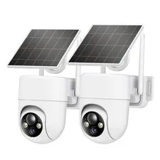2K Solar Security Cameras Wireless Outdoor, 2PCS Outdoor WiFi Camera 2 Pack