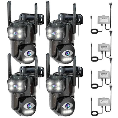 Dual Lens WiFi Security Camera Outdoor 5G 2.4G PTZ Auto Tracking