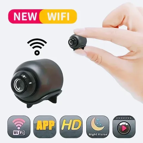 Mini WiFi Security Camera 1080P HD Indoor Night Vision 2-Way Audio For Baby, Pet