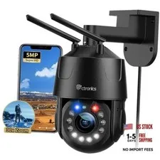 5MP 30X Optical Zoom Metal Security Camera WiFi 2.4/5Ghz Outdoor with Black