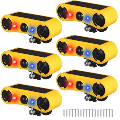 Qualirey Solar Outdoor Motion Sensor Alarm 2 x 129dB Loud Noise Maker Yellow