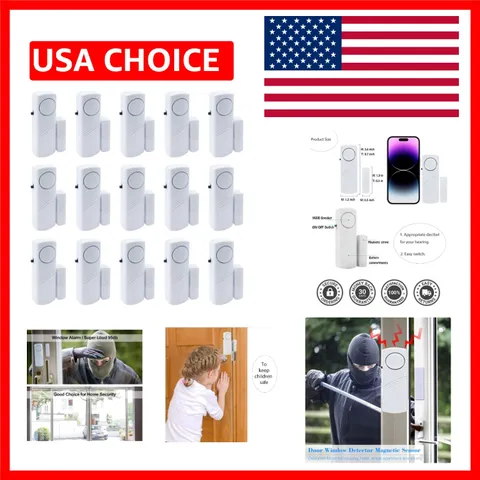 Battery-Powered 90DB Window and Door Alarms - 15 Pack for Serious Home Security