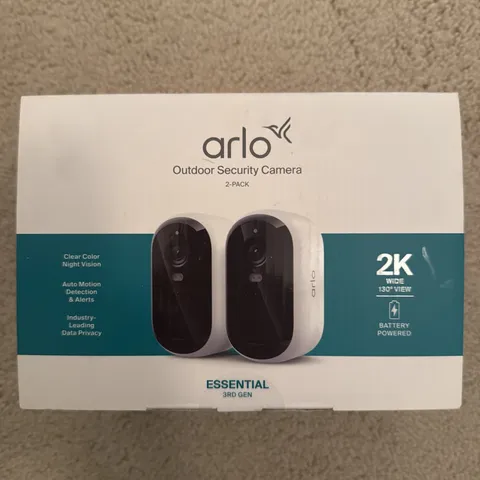 (2-Pack) Arlo Outdoor 2K Security Camera Essential 3rd Gen - Battery Powered