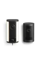 Ring Spotlight Cam Pro, Plug-In (Newest Model), Black with Outdoor Cam Plus, Bat
