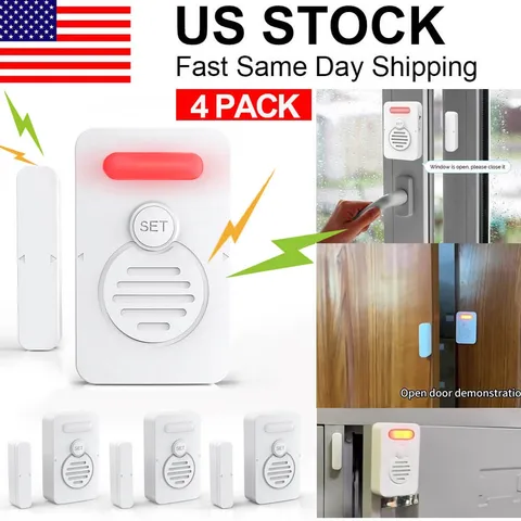 Wireless Door Alarm When Opened Voice Alert Magnetic Sensor Adjustable Volume ×4