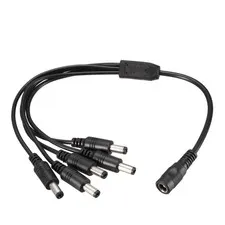 1 DC Female to 5 DC Male 5.5 x 2.1mm Power Extension Wire For CCTV Camera