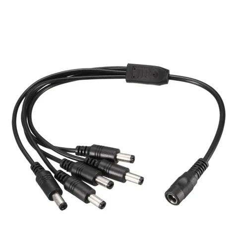 1 DC Female to 5 DC Male 5.5 x 2.1mm Power Extension Wire For CCTV Camera