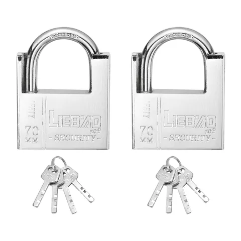 2Pcs High Security Steel Shrouded Padlock with Key, Silver(2-11/16 Inch)