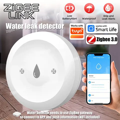 Zigbee 3.0 Water Leak Sensor Smart Flood Detector Alarm Tuya Gateway Compatible