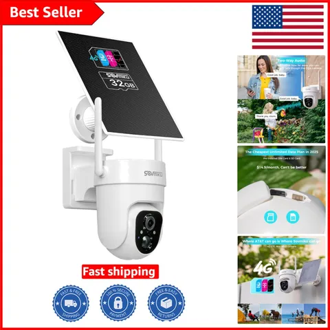 Wireless 4G LTE Outdoor Security Camera with Color Night Vision & Two-Way Audio