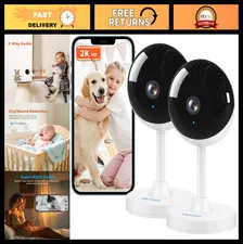 2K Indoor Security Camera - Motion Detection, Night Vision, Pet & Baby Monitor,