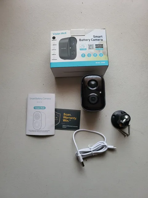 Vision Well CG65 Black Smart Battery Security Camera With Box Tested Works