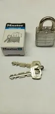 Master Padlocks 105 keyed different 1-1/8" wide 3/16" shackle steel laminated 
