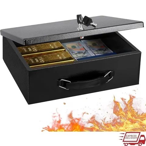 Fireproof Safe Box Portable Key Lock Insulated Document Organizer Security Chest