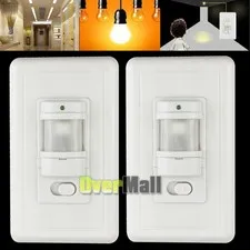 2X In-Wall PIR Motion Sensor Light Switch 180° View Occupancy Sensor Switch Auto