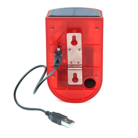 Solar Energy Saving 6LED Flashing Red Light Motion Sensor 110db Siren Alarm Lamp