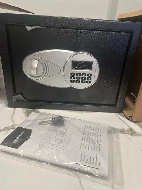 AmazonBasics Small Digital Home Security Safe Electronic Keypad Key Lock Black