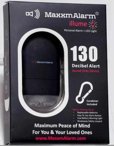 MaxxmAlarm SOS Alert Personal Security Alarm 130dB Loud LED Light + Lanyard